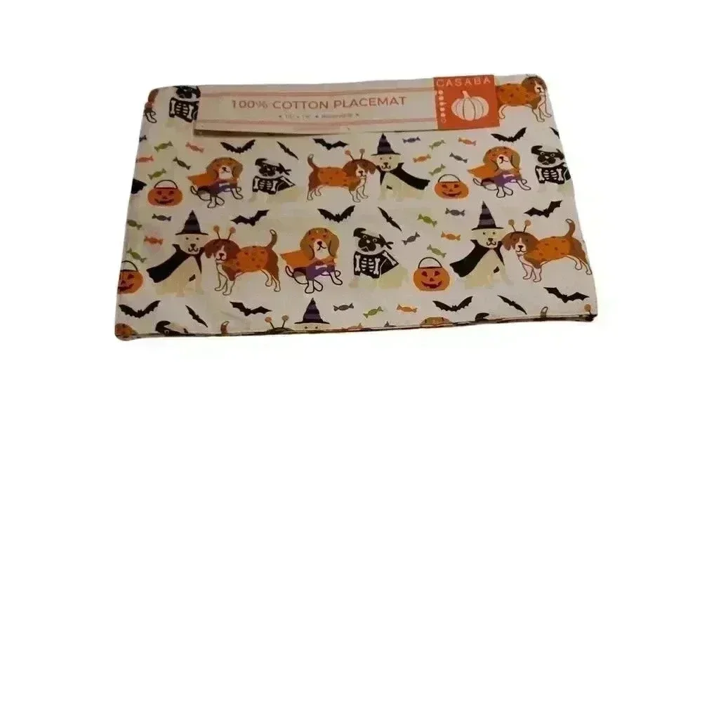 Casaba Halloween Dog Kitchen Place Mats Set Of 4 New 13x19in
